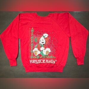 Vintage 90s Red Christmas Sweater by Ultra Sweats Size Medium